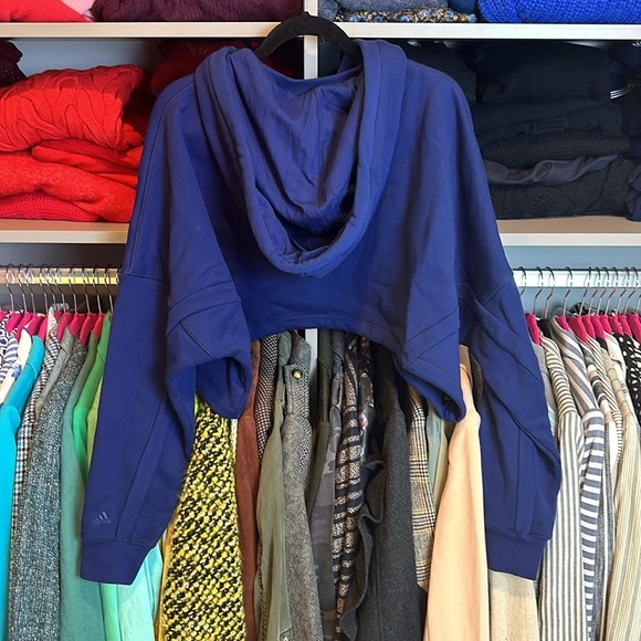 Adidas Ivy Park by Beyoncé navy long sleeve cropped hoodie size XXS NWT - Picture 3 of 3